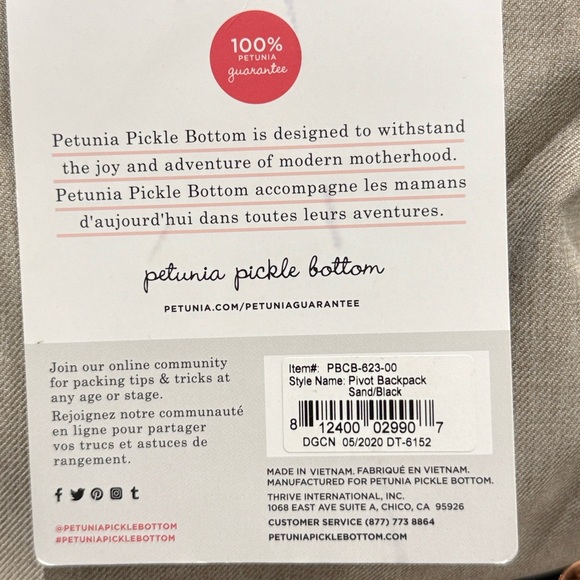 Petunia Pickle Bottom Pivot Diaper Bag Backpack Sand and Black New - Picture 7 of 16